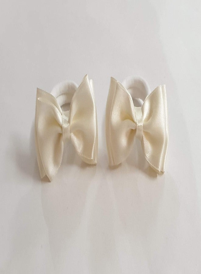 Belleza Crafting with Creativity ColorOffWhite Hair Accessories Set-4/ Bow Hairclip and Bow Ponytail Band/Combo Set for Girls Pattern1A (ColorDhumil)(Pack of 1) - Image 5