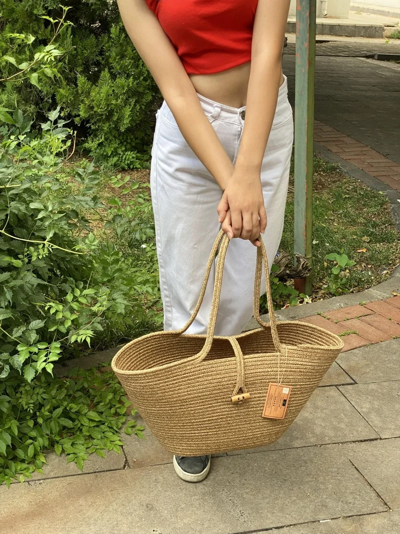 بدز ديري Jute Straw Look Handbag Beach Bag Shoulder Bag