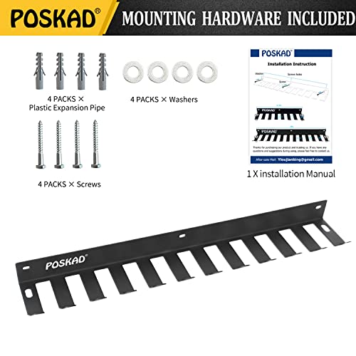 Poskad Gym Storage Rack,12 Hook Heavy-Duty Steel Gym Organizer Wall Mount Hanger for Home and Pro, Gym Accessory Storage Resistance Bands,Jump Ropes,Lifting Belt,Barbells. (24'' -12 hooks) - Image 4