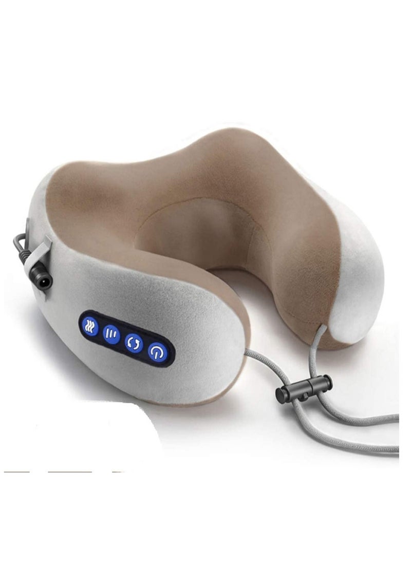 إسكدنيا Electric Travel Neck Massage Pillow, U Shaped Memory Foam Kneading Vibration Neck Head Support Pillow, Relief Cervical Pain, For Airplane, Train, Car - Image 1