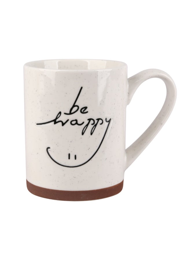 Be Happy Printed Elegant Mug White and Brown 473ml KRJYD1160-1
