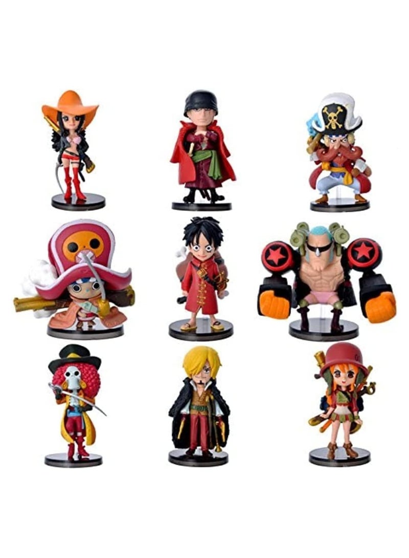 general 9 / set of nine figures of the King of Thieves fashion mini model, mini Luffy Rollo Noah Zorro Sanji chopper Frankie Nami Q version of the doll toys - Image 1