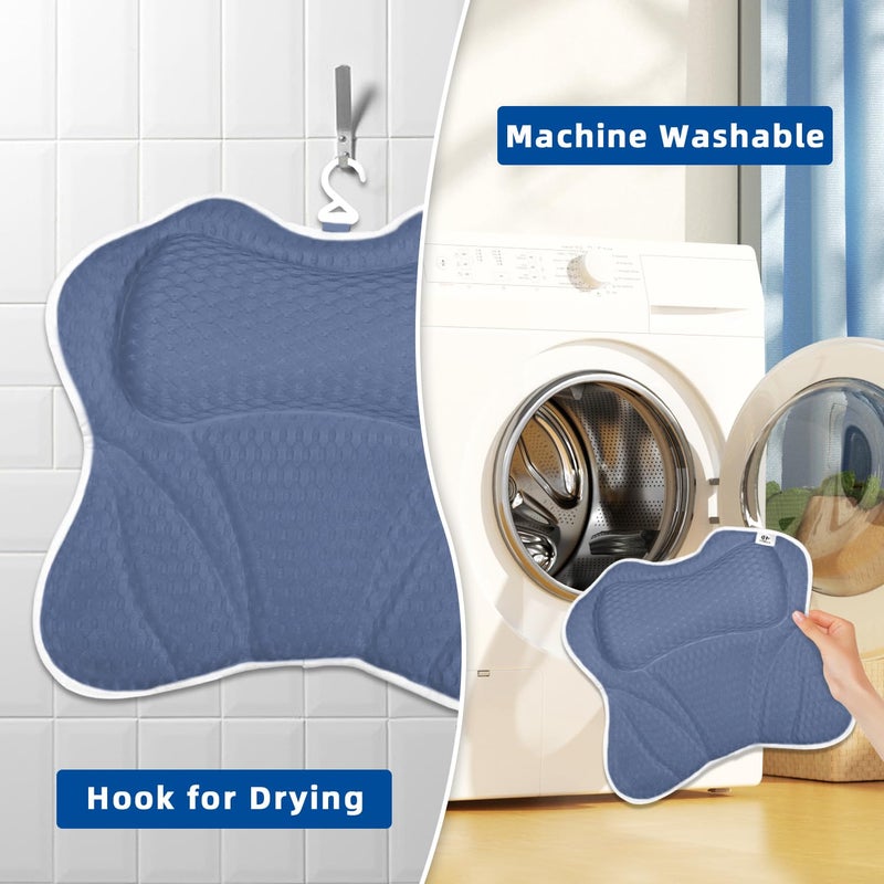 CONBELLA Bath Pillow  Bath Pillows for Tub Neck and Back Support  Bathtub Pillows for Head and Neck with 6 Strong Non-Slip Suction Cups  4D Air Mesh  Bath Accessories Spa Gifts for Women(Blue) - Image 5