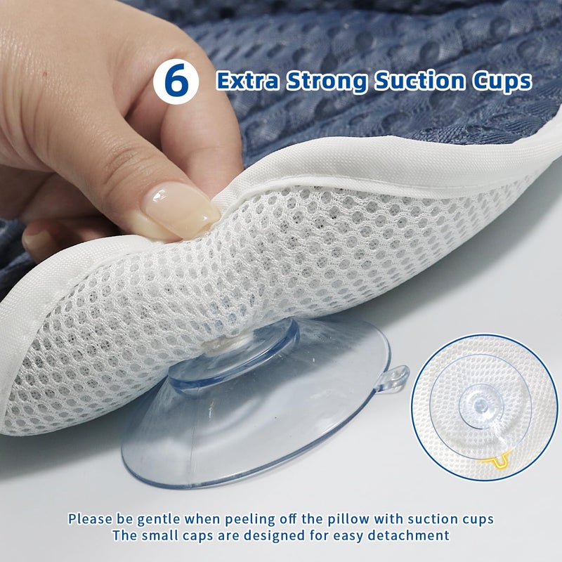 CONBELLA Bath Pillow  Bath Pillows for Tub Neck and Back Support  Bathtub Pillows for Head and Neck with 6 Strong Non-Slip Suction Cups  4D Air Mesh  Bath Accessories Spa Gifts for Women(Blue) - Image 4