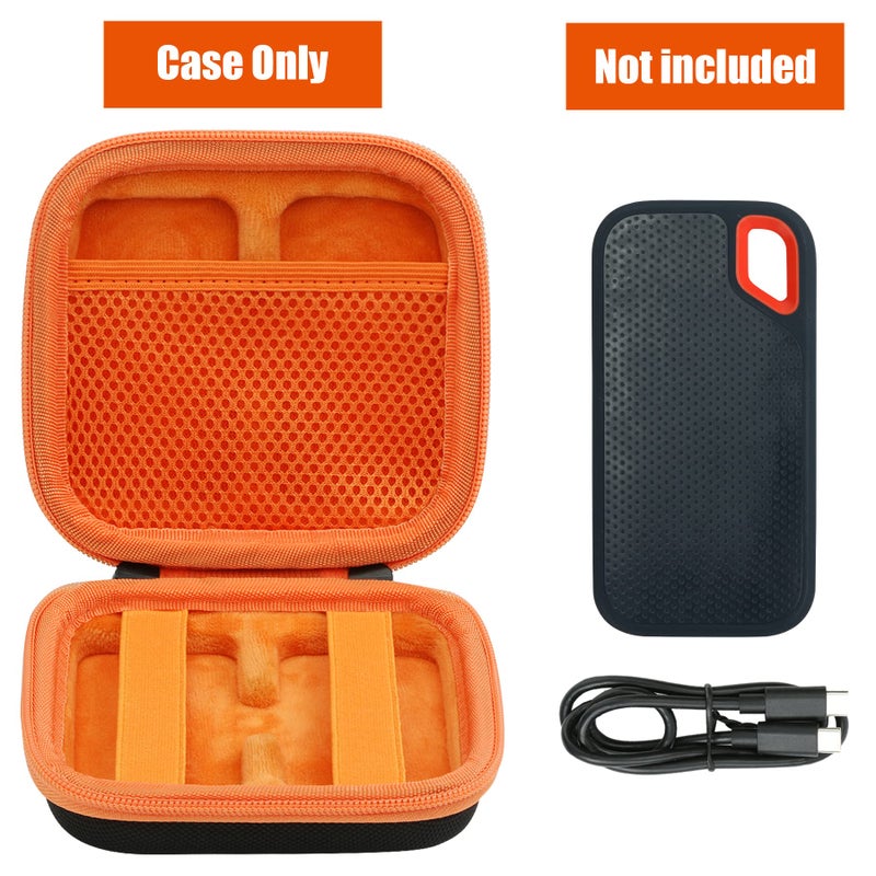 Aenllosi Aenllosi Hard Travel Case Replacement for SanDisk 250/500GB/1TB Extreme Portable External SSD SDSSDE60(Black&Orange,Only Case) - Image 2