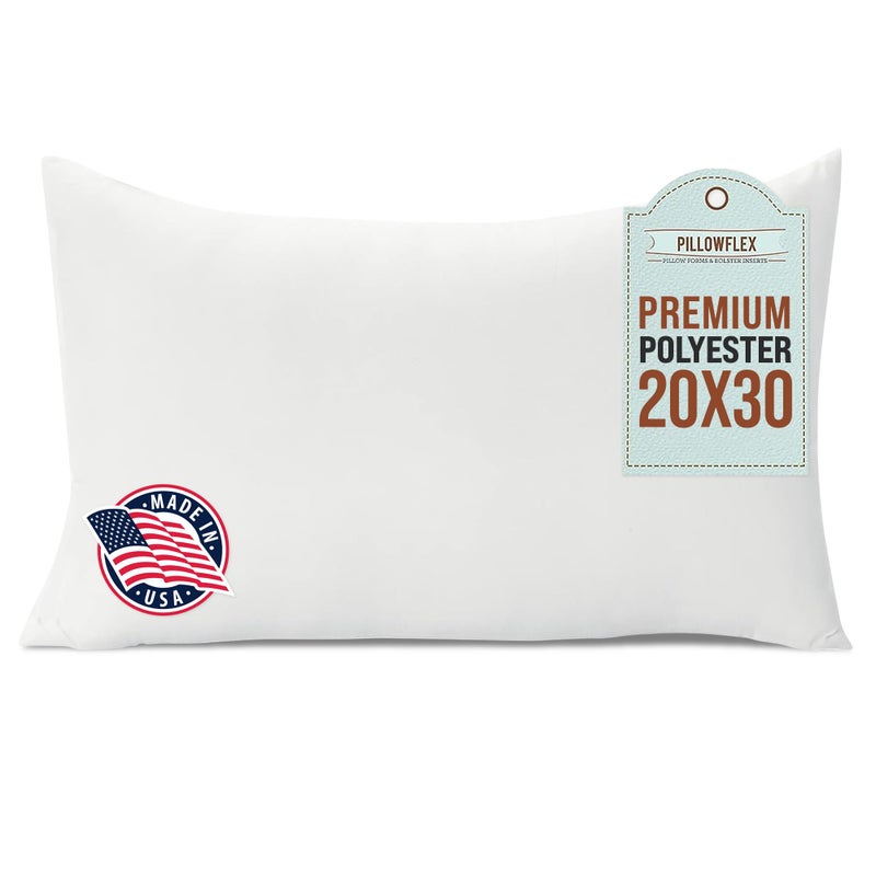 Pillowflex Premium Polyester Throw Pillow Insert - 20x30 - Ultra Soft Large Rectangle Throw Pillow, Couch Sham, Lumbar, Back, Sofa - Machine Washable - Decorative Accent Form - 1 Soft Pillow - Image 1