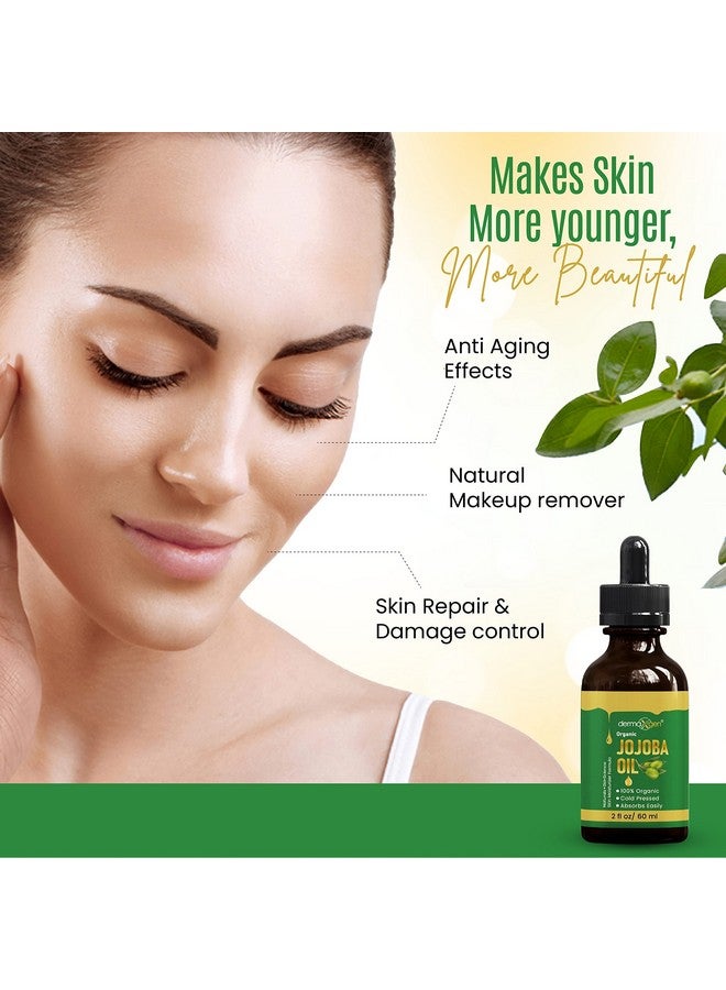 DERMAXGEN Jojoba Oil -100% Organic & Cold Pressed Oil - Anti-Aging Moisturizing Treatment for Face, Hair, Skin & Nails, Acne Scars, Anti-Wrinkle. (2 FL OZ) - Image 3