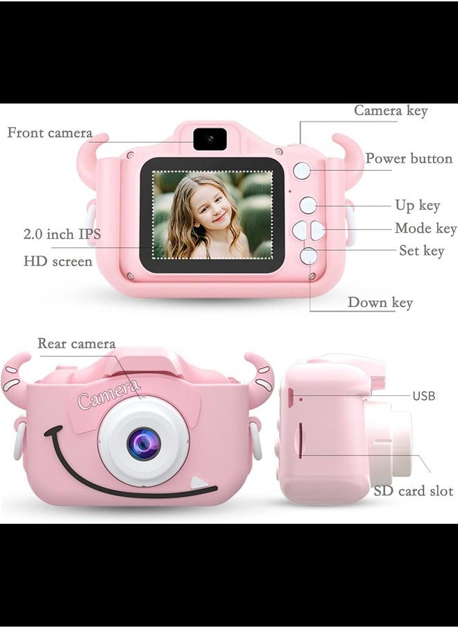 Generic Kids Camera with Silicone Case, Video Camera for Children with Fun Games, Kids Digital Camera with Special Effects, Rechargeable Battery, Ideal for Boys and Girls (Pink Cow 8G)  - Image 5