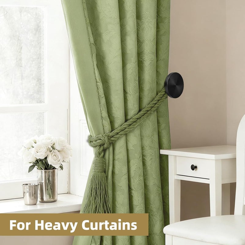 Gudui Curtain Holdbacks Black Medallion Curtain Tieback Hooks Round Decorative Drapery Holdbacks Wall Mounted Metal Curtain Tassel Holders Curtain Pullbacks for Home Decor, 2 Pack - Image 5