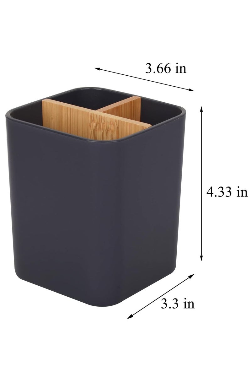 KOOKNA Toothbrush Holder,3 Slots Electric Tooth Brush Holder, Toothpaste Organizer, Modern Bathroom Storage and Accessory Caddy- Black - Image 2