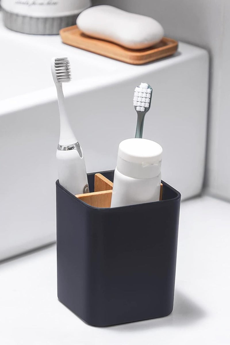 KOOKNA Toothbrush Holder,3 Slots Electric Tooth Brush Holder, Toothpaste Organizer, Modern Bathroom Storage and Accessory Caddy- Black - Image 3