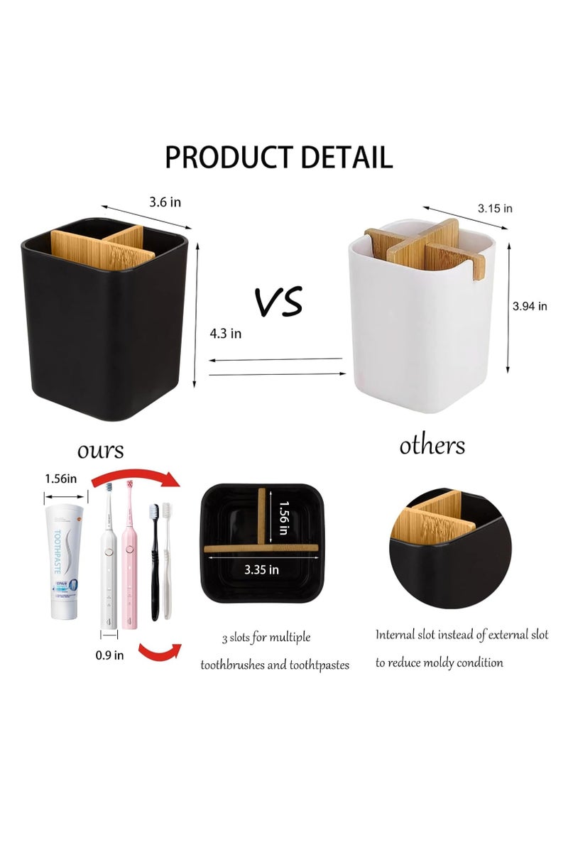 KOOKNA Toothbrush Holder,3 Slots Electric Tooth Brush Holder, Toothpaste Organizer, Modern Bathroom Storage and Accessory Caddy- Black - Image 4