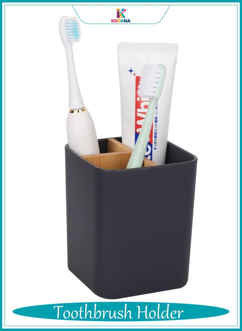KOOKNA Toothbrush Holder,3 Slots Electric Tooth Brush Holder, Toothpaste Organizer, Modern Bathroom Storage and Accessory Caddy- Black - Image 1