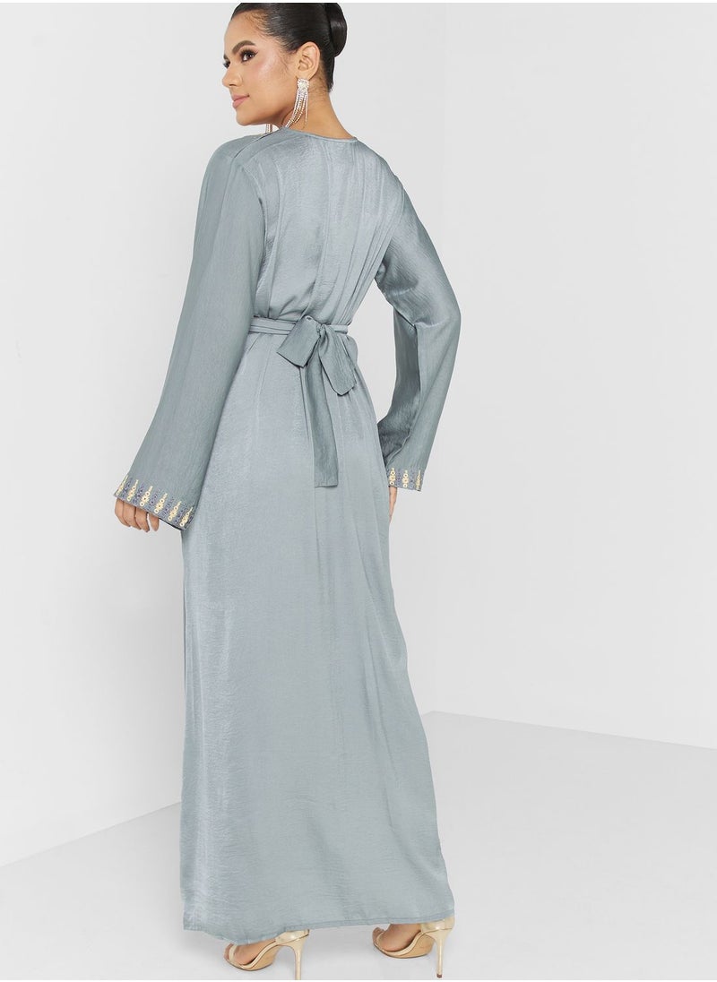 hayas closet - Embroidered Belted Jalabiya - Image 1