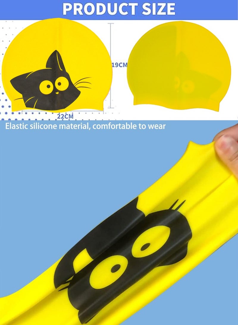 SUPER WINNER Kids Swimming Cap With Cute Cat Shape On it, Made Of High Quality Silicone, Odorless and Skin Friendly, Best For Comfortable and Safe Swimming and Bathing, It Protects Your Hair, Ears and Skin - Image 3