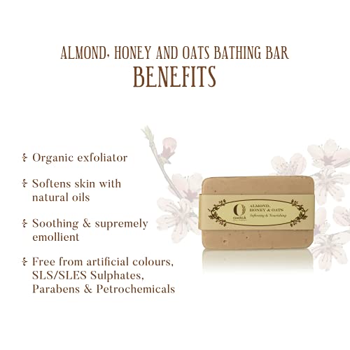Ohria Ayurveda Almond, Honey, Goat Milk & Oats Bar Bathing Bar | Gentle Exfoliation, Deep Nourishment & Hydration | Softens, Revitalizes & Cleanses Skin |Ideal for All Skin Types | 120g | Natural & Skin-Friendly - Image 4
