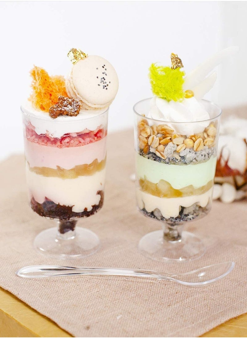 100 Piece Mini Dessert Cups, 100ml Plastic Round Pastry Cups, Clear Parfait Appetizer Cups, Reusable Dessert Pudding Mousse Party Serving Mini Bowls (8.6 x 5 cm)