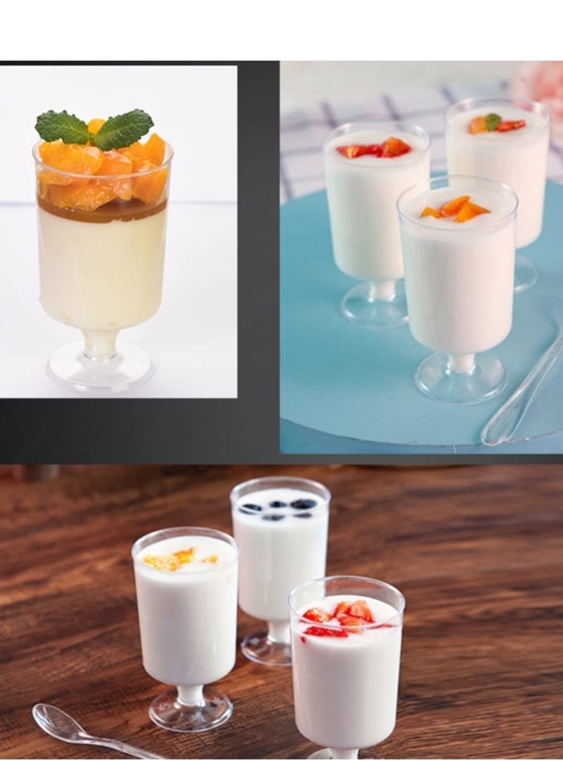 100 Piece Mini Dessert Cups, 100ml Plastic Round Pastry Cups, Clear Parfait Appetizer Cups, Reusable Dessert Pudding Mousse Party Serving Mini Bowls (8.6 x 5 cm)