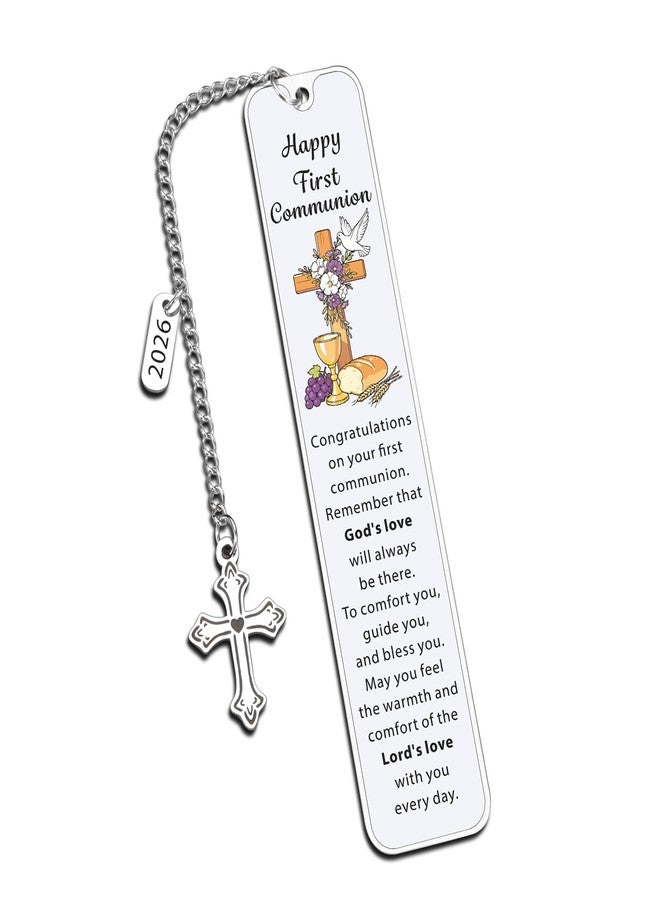 Fleure Esme 2026 First Communion Bookmark Gift for Girls Boys Teens - Religious Gifts for Baptism Confirmation Christening - Christian Cross Bookmark with Year Tag - Faith Keepsake Gift for Women Men Book Lovers - Image 1