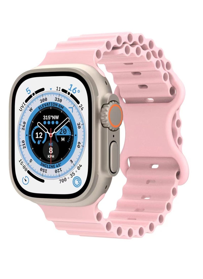 Generic - Compatible for Apple Watch Band 38mm 40mm 41mm 42mm for Men Women, Wave Shaped Silicone Sport Wristband Strap Compatible with iWatch Series 10/9/8/7/6/5/4/3/2/1 SE 2/1 Pink - Image 1