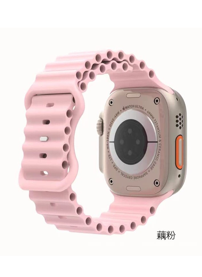 Generic - Compatible for Apple Watch Band 38mm 40mm 41mm 42mm for Men Women, Wave Shaped Silicone Sport Wristband Strap Compatible with iWatch Series 10/9/8/7/6/5/4/3/2/1 SE 2/1 Pink - Image 1