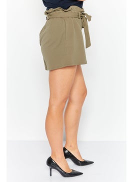 Bar III Women Textured Basic Shorts, Dusty Olive  - Image 2
