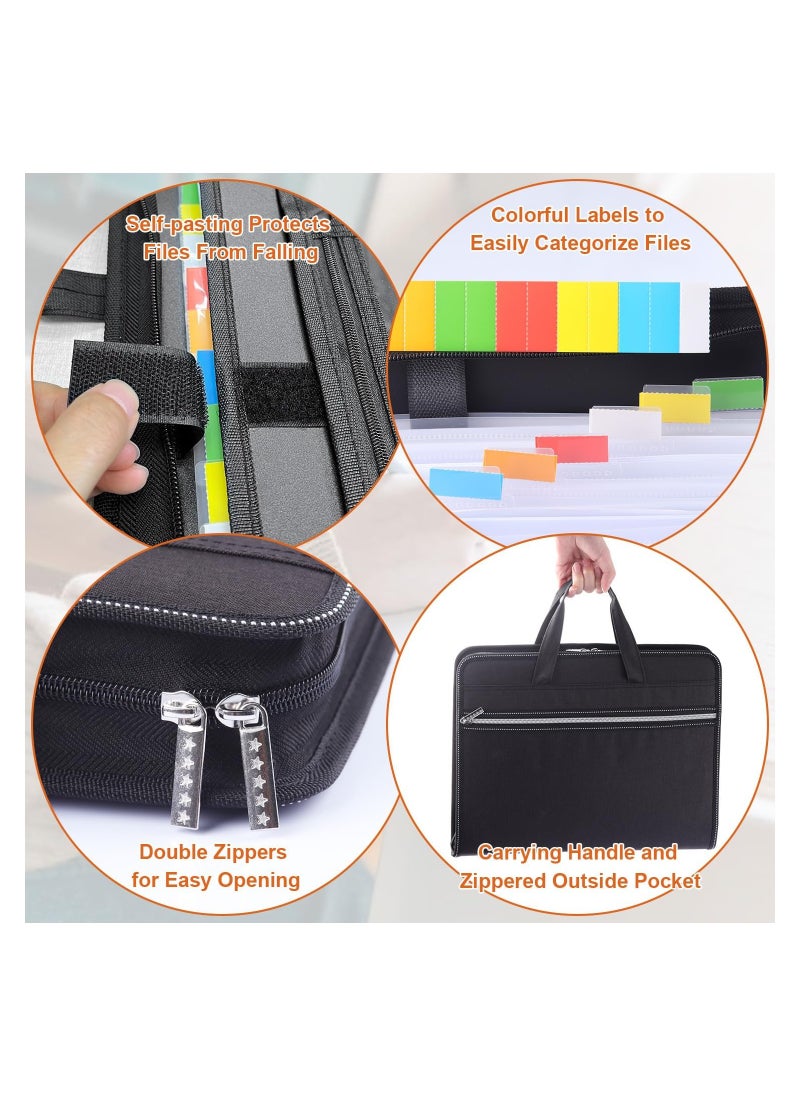 XiuWoo - Accordion File Organizer, 13 Pocket Important Document Organizer Expanding File Folder with Zipper & Labels Multi-Pockets Paper Organizer Folder for Letter, A4, Receipts Securely Organize Documents - Image 1