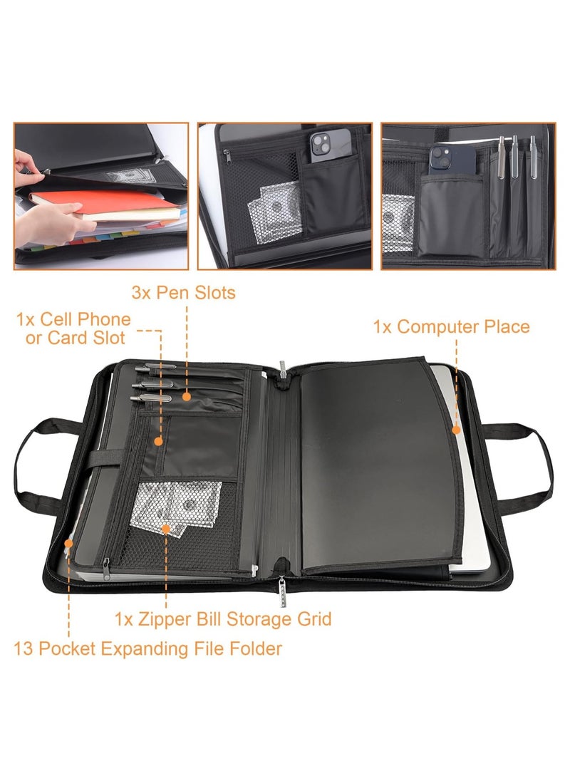 XiuWoo - Accordion File Organizer, 13 Pocket Important Document Organizer Expanding File Folder with Zipper & Labels Multi-Pockets Paper Organizer Folder for Letter, A4, Receipts Securely Organize Documents - Image 1