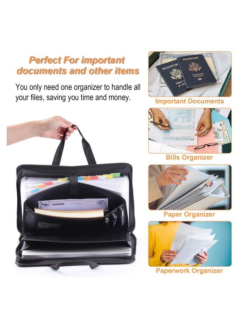 XiuWoo - Accordion File Organizer, 13 Pocket Important Document Organizer Expanding File Folder with Zipper & Labels Multi-Pockets Paper Organizer Folder for Letter, A4, Receipts Securely Organize Documents - Image 1
