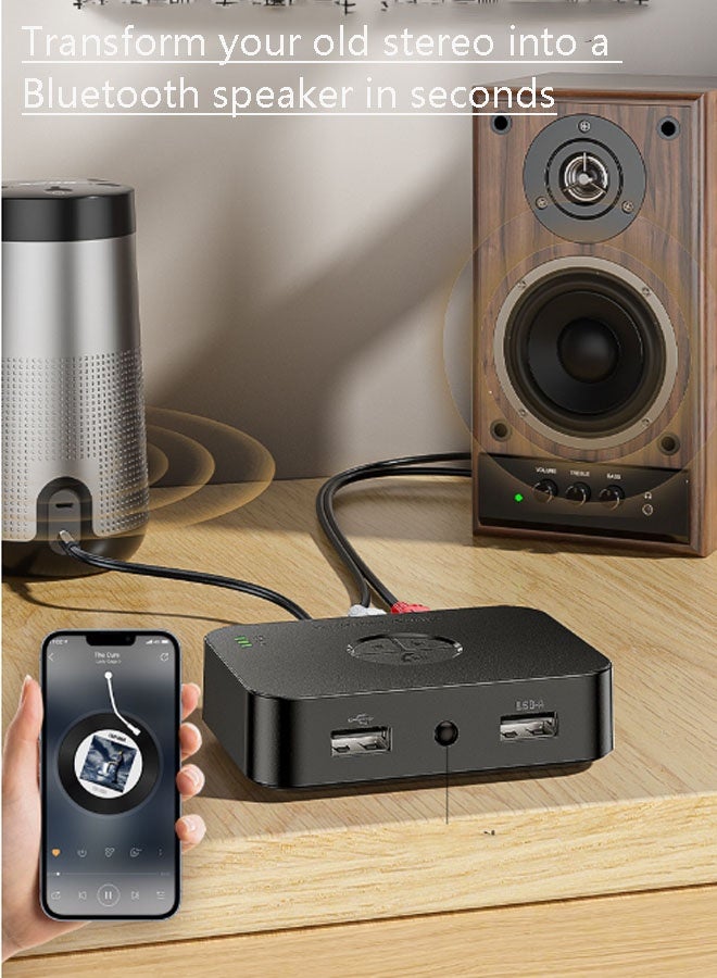 نيوترل محول Bluetooth M2D، جهاز استقبال + إرسال صوت لاسلكي، مناسب للاستخدام المنزلي/الخارجي/المرآب/التثبيت على السقف/أنظمة السينما المنزلية ذات السماعات النشطة (أسود) - Image 3