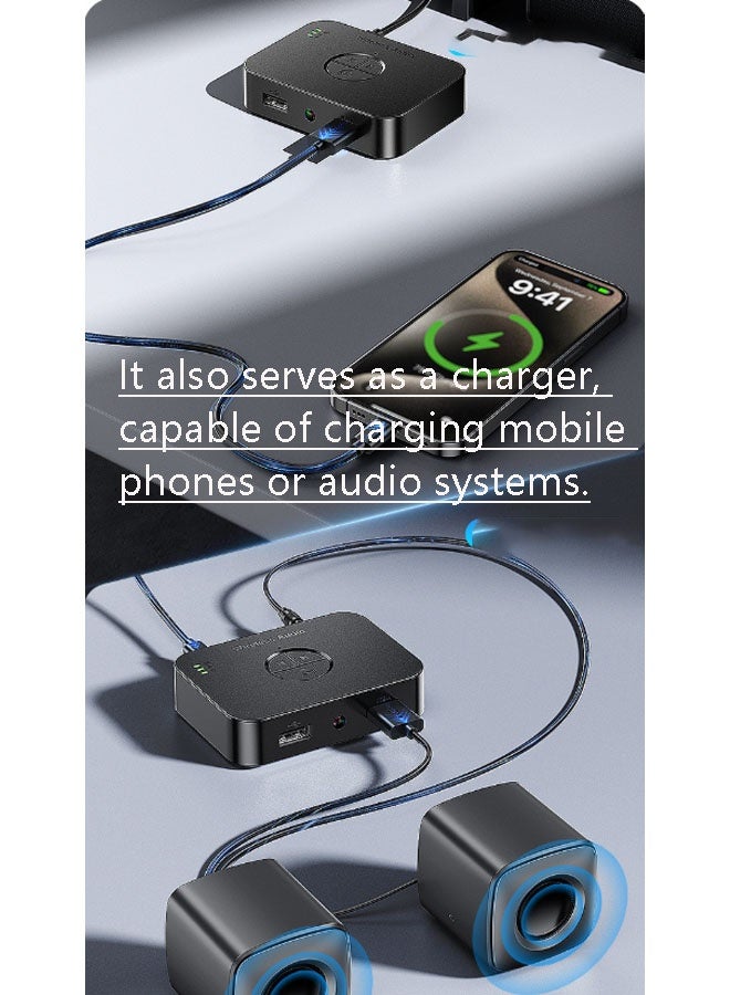 نيوترل محول Bluetooth M2D، جهاز استقبال + إرسال صوت لاسلكي، مناسب للاستخدام المنزلي/الخارجي/المرآب/التثبيت على السقف/أنظمة السينما المنزلية ذات السماعات النشطة (أسود) - Image 5