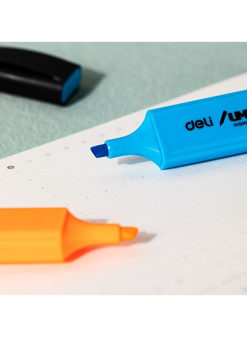 Deli EU366-MT Highlighter - 6PCS - ASST. - Chisel Tip (1鈥?mm) - ideal for note marking, painting, and highlighting - Image 4