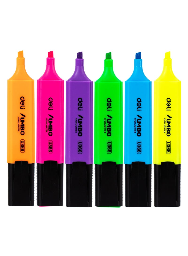 Deli EU366-MT Highlighter - 6PCS - ASST. - Chisel Tip (1鈥?mm) - ideal for note marking, painting, and highlighting - Image 2