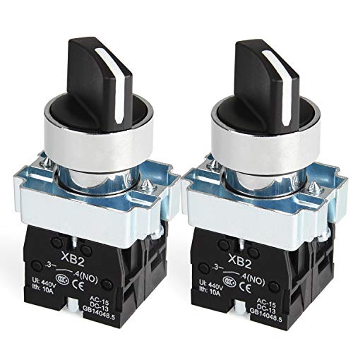 APIELE (Pack of 2) 22mm 3 Position Selector Switch Maintained 2NO XB2-20X/31 (3 Position Maintained) - Image 1