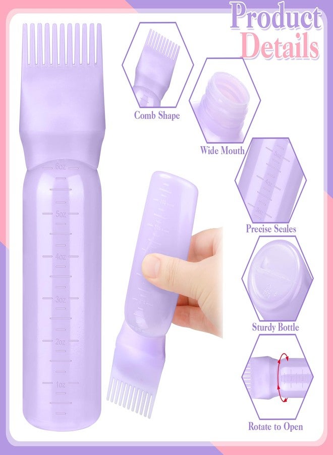 ProSuites 2 Pack Hair Oil Applicator Bottle for Scalp with Massage Comb,6 OZ Hair Oil Bottle with Root Comb for Scalp, Shampoo Scrubber Applicator,Hair Dye Tools(Purple, white) - Image 4