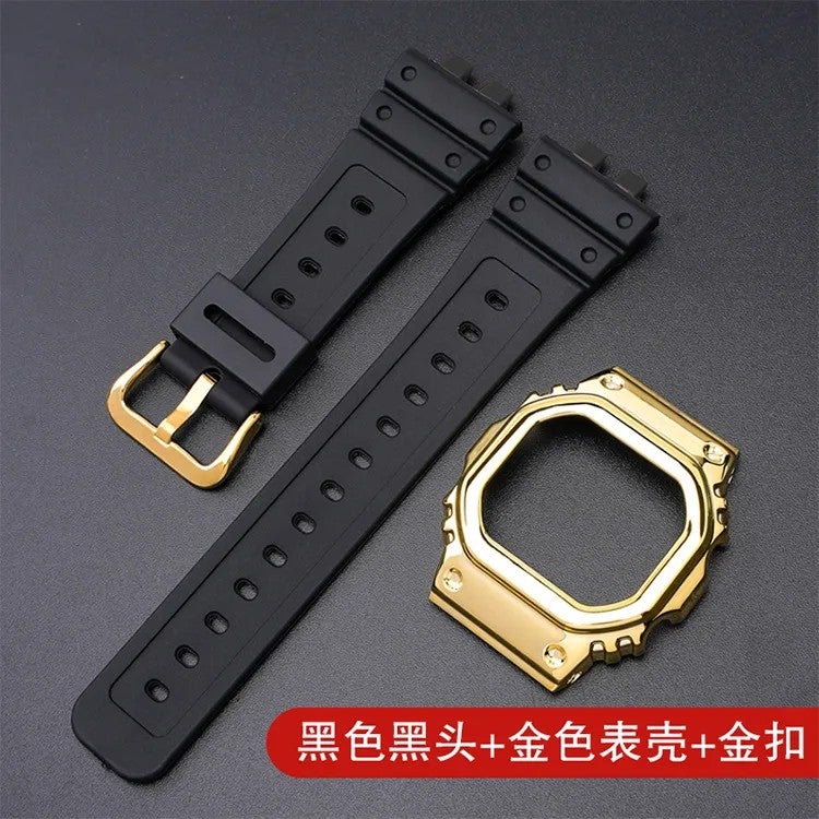 Bluejw Newest PC Case Cover Watchbands for Casio GMW-B5000 Watch Strap Waterproof Rubber Replacement Bracelet Silicone Band - Image 1