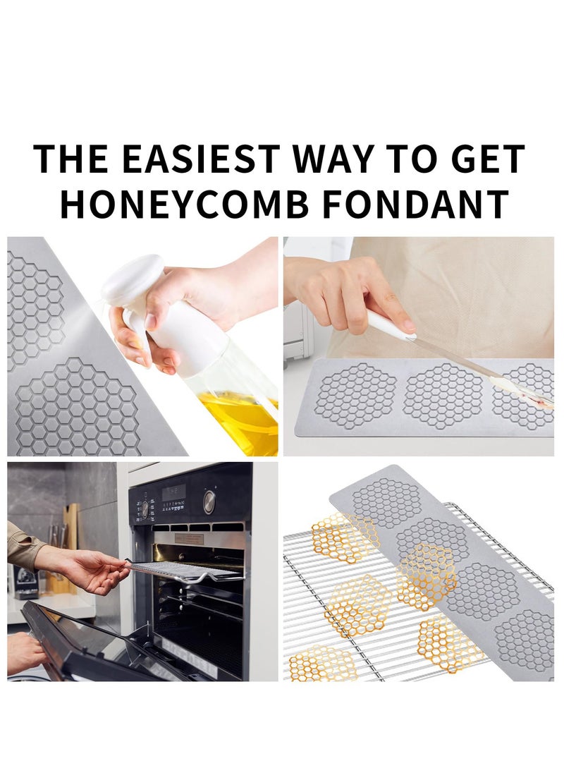 Excefore - Honeycomb Molds Silicone, 2 PCS Fondant Molds with Hollow 3D Beehive Candy Lace Silicone Molds for Baking, Polymer Clay, Sugar Craft Dessert Cupcake Cake Decorating - Image 1