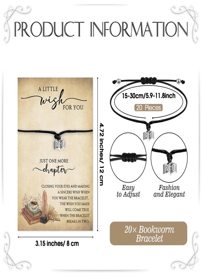 تونديامو مجموعة تونديمو المكونة من 20 قطعة، هدايا عيد الميلاد لمحبي الكتب من النساء، هدايا لنادي الكتاب، سوار "دودة الكتب" مع بطاقة أمنيات، سوار "فصل واحد إضافي" لتقدير أمينة المكتبة، سوار للنساء محبات القراءة. - Image 2