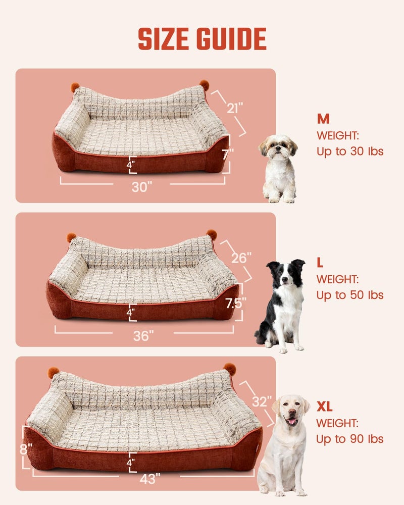 Pawccoli Orthopedic Dog Bed for Extra Large Dogs,Waterproof Supportive Egg Crate Foam Medium Dog Couch, Pet Bed with with Removable Bolsters, Washable Cover Non-Slip Bottom, (43''Ã—32''Ã—8'') - Image 4