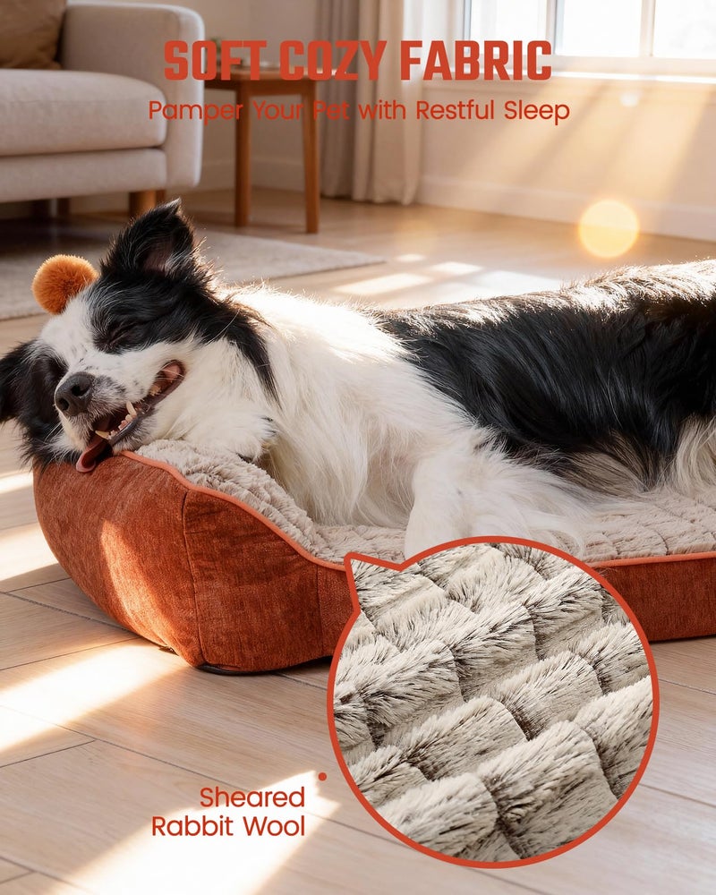 Pawccoli Orthopedic Dog Bed for Extra Large Dogs,Waterproof Supportive Egg Crate Foam Medium Dog Couch, Pet Bed with with Removable Bolsters, Washable Cover Non-Slip Bottom, (43''Ã—32''Ã—8'') - Image 5