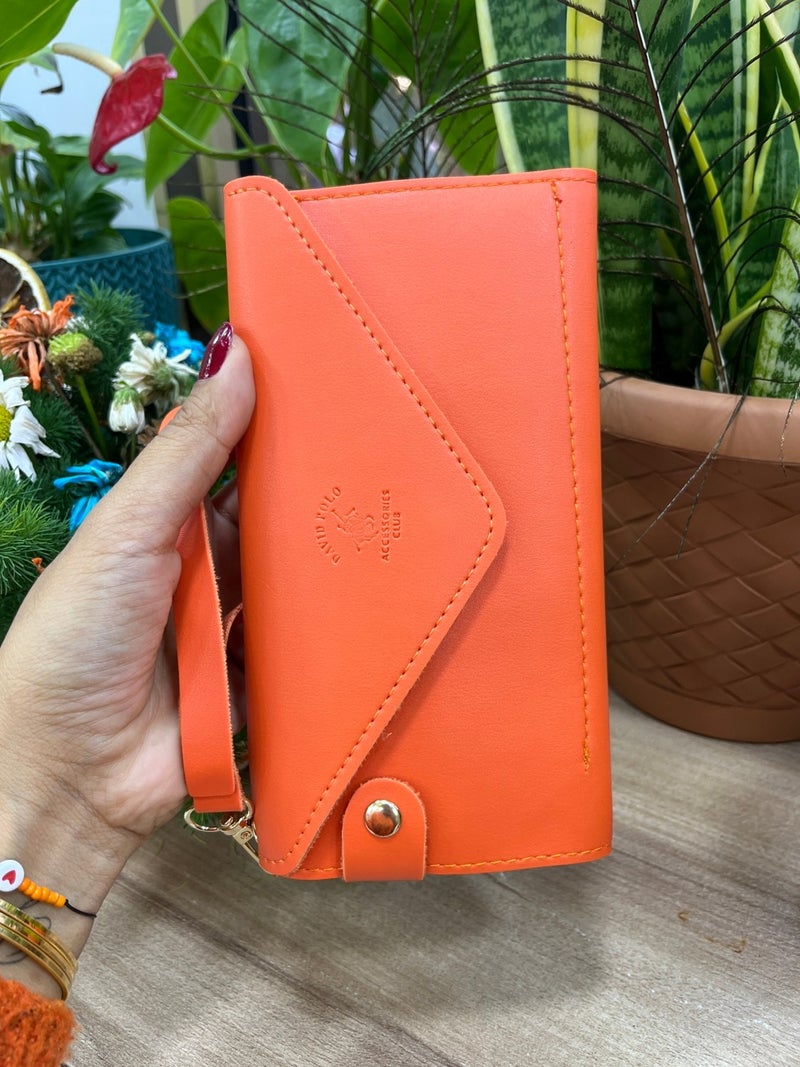 Gabiess Orange Color Zippered Multi-Compartment Women's Wallet Accessory  - Image 1