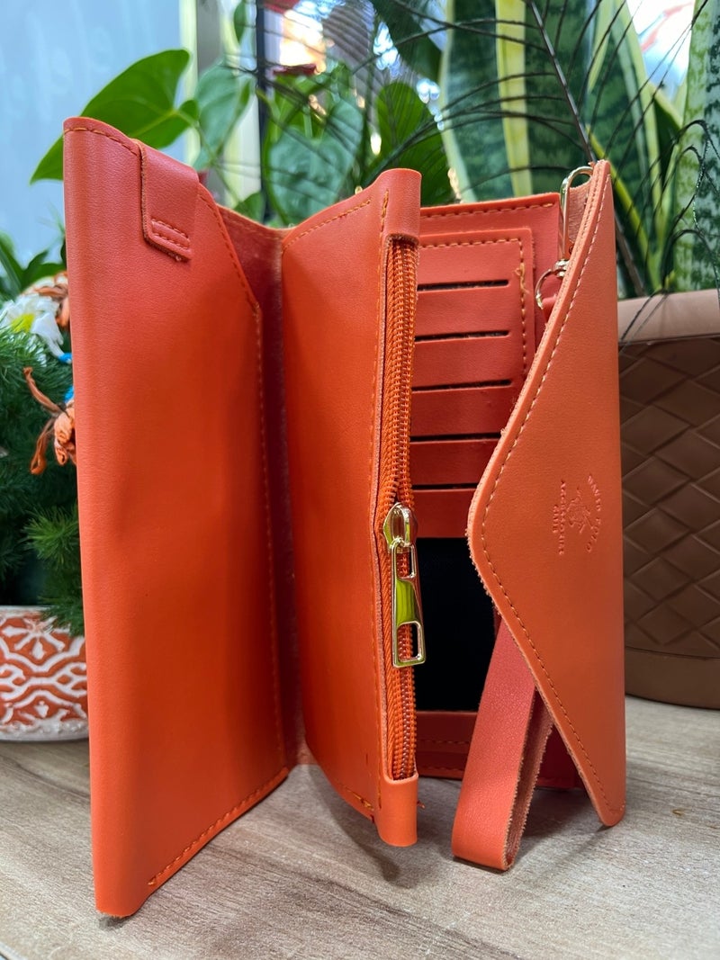 Gabiess Orange Color Zippered Multi-Compartment Women's Wallet Accessory  - Image 3