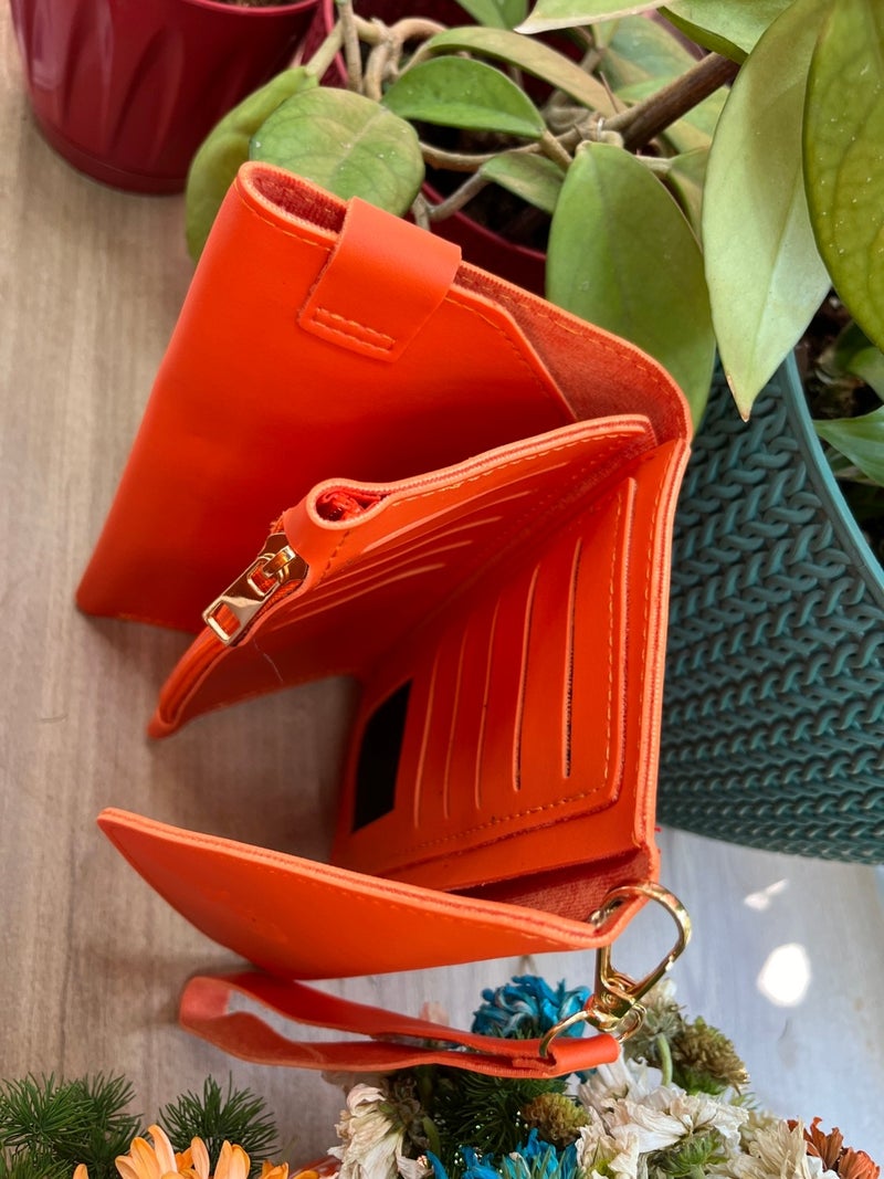 Gabiess Orange Color Zippered Multi-Compartment Women's Wallet Accessory  - Image 4