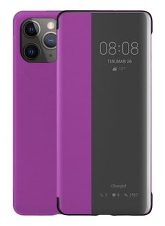 CATANES iPhone 11 Pro Max Case Smart Window View Flip Case PU Leather Full Protection Flip Case Cover Purple  - Image 1