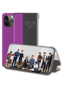 CATANES iPhone 11 Pro Max Case Smart Window View Flip Case PU Leather Full Protection Flip Case Cover Purple  - Image 2
