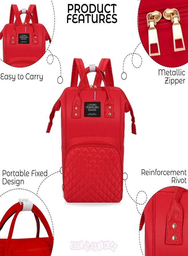 BEMBIKA Diaper Bags For Mom And Dad Kids Diaper Bags For Travel Backpack For Multi-Function Waterproof And Large CapacityChex Red - Image 3