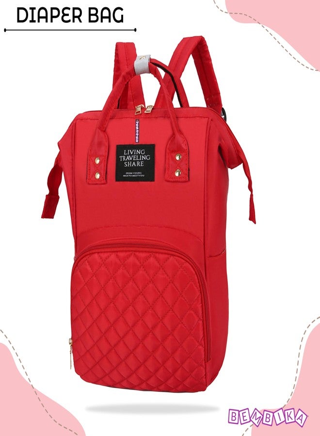 BEMBIKA Diaper Bags For Mom And Dad Kids Diaper Bags For Travel Backpack For Multi-Function Waterproof And Large CapacityChex Red - Image 2