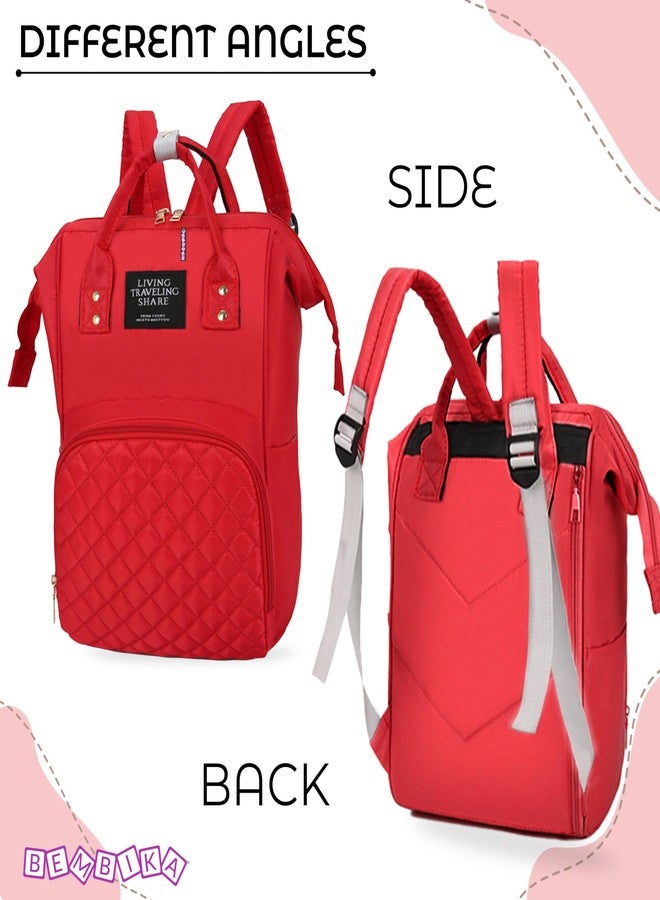 BEMBIKA Diaper Bags For Mom And Dad Kids Diaper Bags For Travel Backpack For Multi-Function Waterproof And Large CapacityChex Red - Image 4