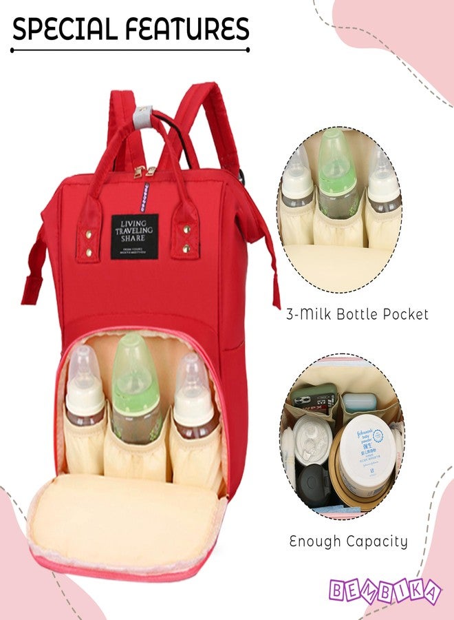 BEMBIKA Diaper Bags For Mom And Dad Kids Diaper Bags For Travel Backpack For Multi-Function Waterproof And Large CapacityChex Red - Image 5