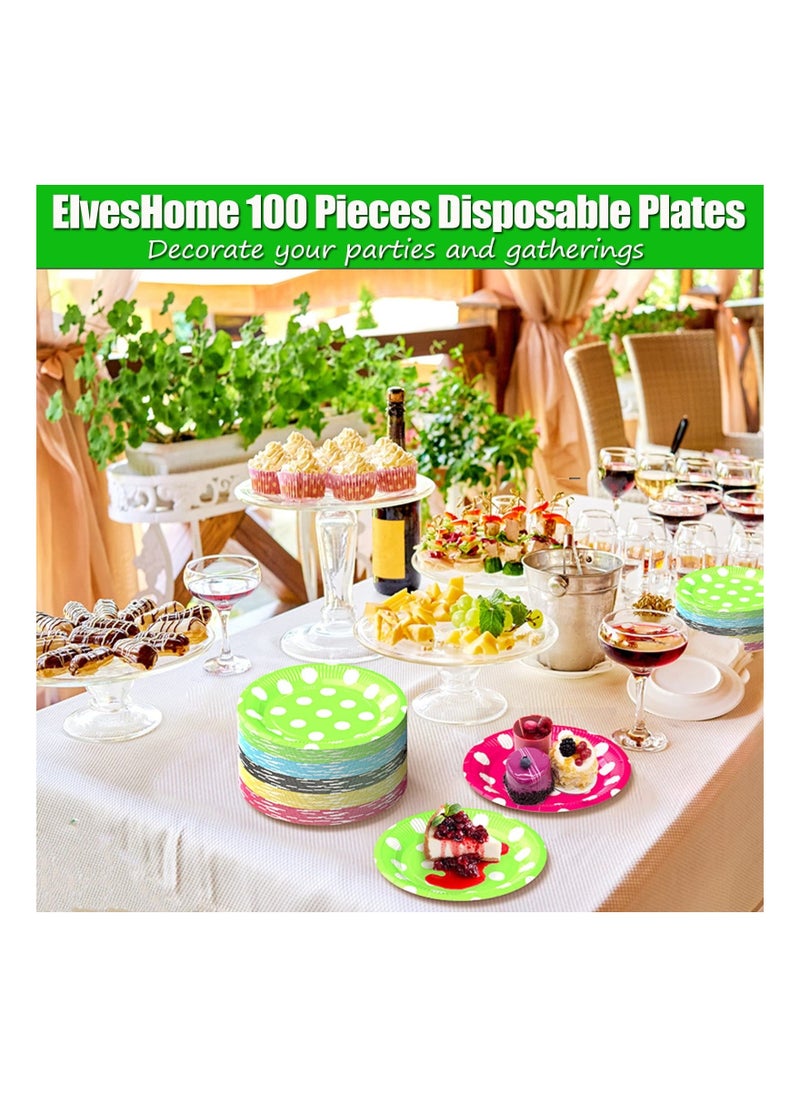 Generic 100PCS Disposable Paper Plates(7 inch), Colored Party Plates Wedding Tableware Bulk Plate Packs Dessert Plate Set Appetizer Dishware Festive Disposable Plates for Dessert Cake Appetizer Salad  - Image 3